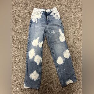 Pac Sun 90s boyfriend high rise straight leg bleached jeans sz 23 322*